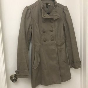 Beige Button Up Peacoat Size 6